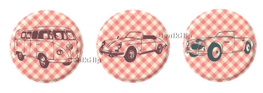 Button 25 mm Vintage Cars red